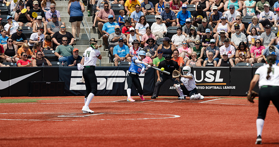 Bandits Skylar Wallace connects with a pitch against Talons Montana Fouts