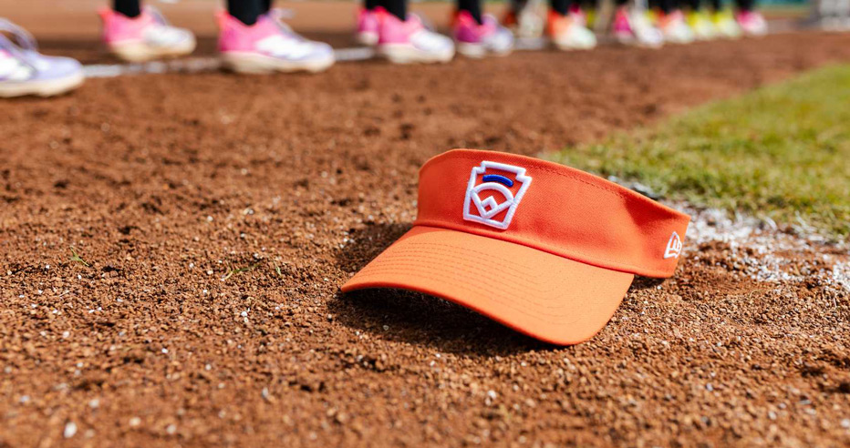 Little League Softball visor on the softball field