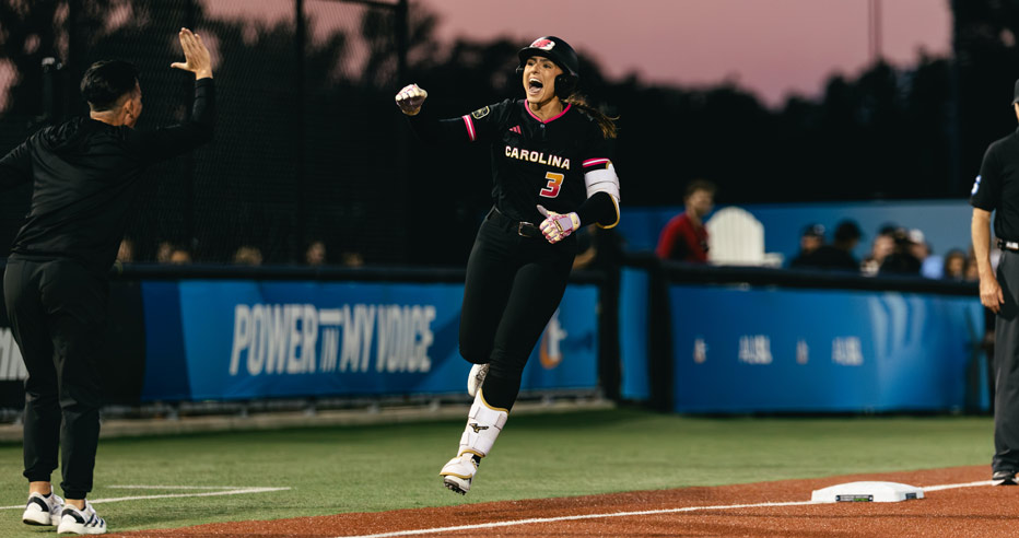 Baylee Klingler rounds third after hitting a walk-off home run. She returns as a captain in Series 4 of the 2026 AUSL All-Star Cup.