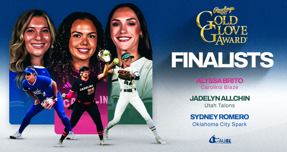 Jadelyn Allchin, Alyssa Brito, and Sydney Romero were named finalists for the 2026 AUSL Rawlings Gold Glove Award.