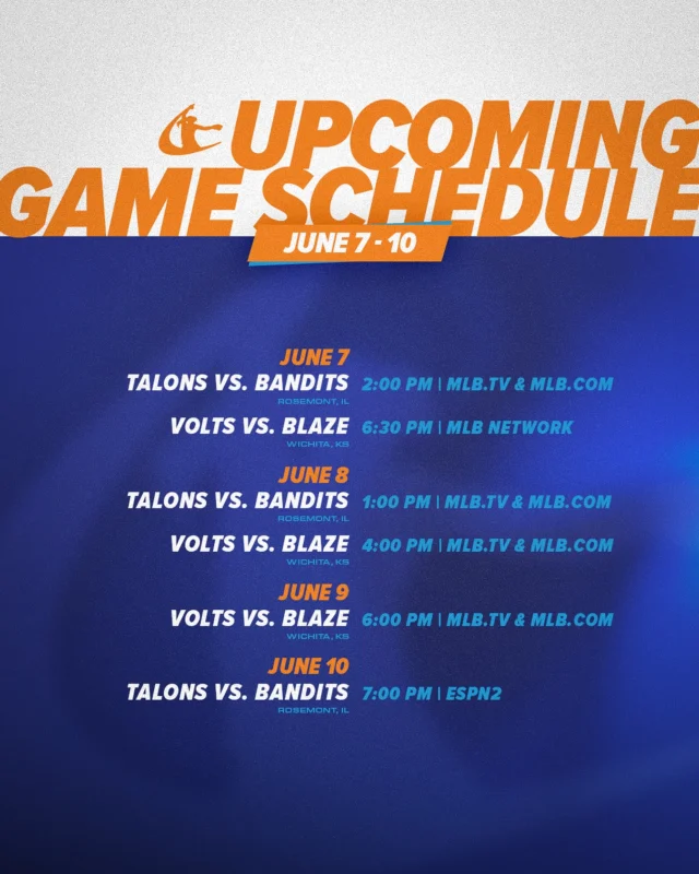 the first series in AUSL history starts tomorrow! ð

@ausl_talons ð @ausl_bandits | Rosemont, IL
@ausl_volts ð @ausl_blaze | Wichita, KS

tickets available at the link in our bio!