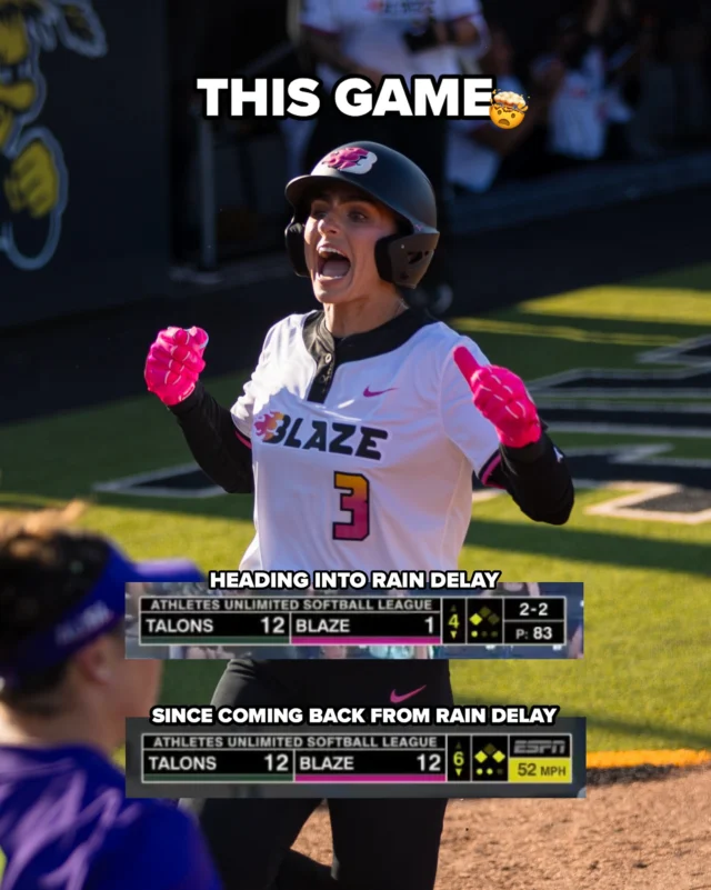 THIS GAME IS UNREAL

Blaze have came back from an 11 run deficit to tie the game ð¤¯

ðº ESPNU