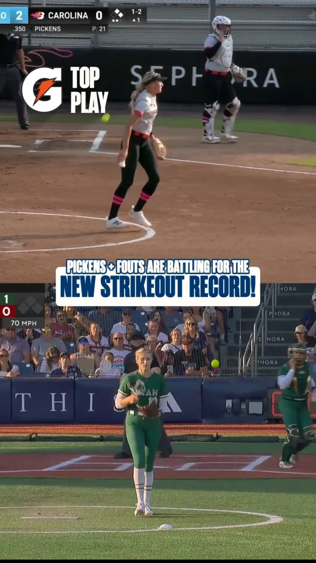 the battle for the single-season strikeout record is in full swing ð³
Karlyn Pickens broke the record yesterday, then just hours later, Montana Fouts tied it ð¤¯
presented by @Gatorade