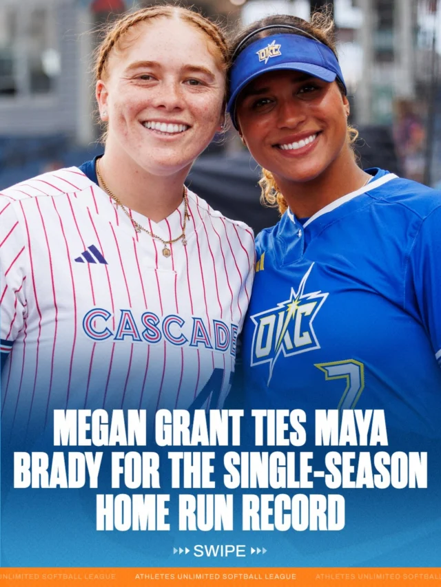 the two teams fighting for the final spot in the championship also have players battling for the single-season home run record ð³
earlier today, Maya Brady hit TWO home runs to break the record. just now, Megan Grant hit her SECOND homer of the game to tie Brady!! ð¤¯