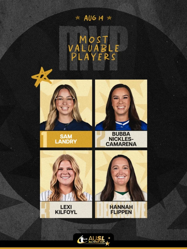 AUSL All-Star Cup Game 4 MVPs ð
1ï¸â£ Sam Landry (+60 Points)
2ï¸â£ Bubba Nickles-Camarena (+40 Points)
3ï¸â£ Lexi Kilfoyl (+20 Points)
ð Hannah Flippen (+20 Points)