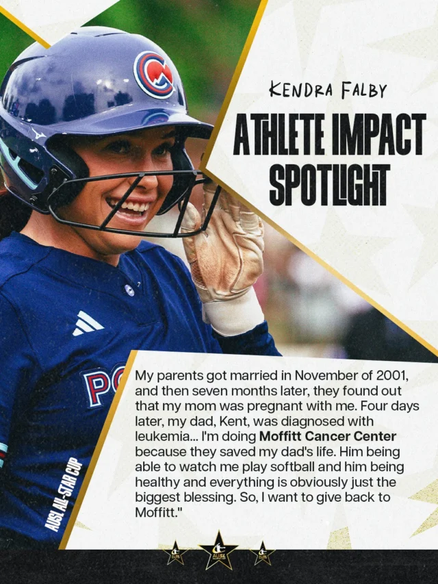 Each week during this All-Star Cup we will feature an athlete and their chosen cause to spotlight. One of this weekâs Athlete Impact Spotlight is Kendra Falby, who gives back through the Moffitt Cancer Center.

At the conclusion of the All-Star Cup, Athletes Unlimited, powered by Give Lively and the Give Lively Foundation, will make a grant equal to 100% of each competitorâs win bonus to the organization of their choice through our Causes program.