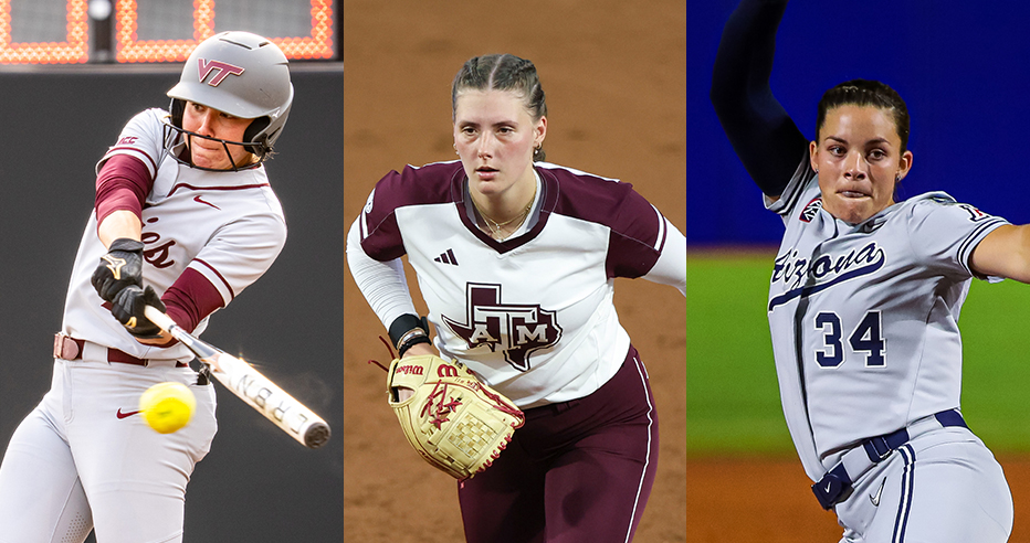 Bandits College Draftees from left to right: Virginia Tech utility Cori McMillan, Texas A&M pitcher Emiley Kennedy, and Arizona pitcher Devyn Netz