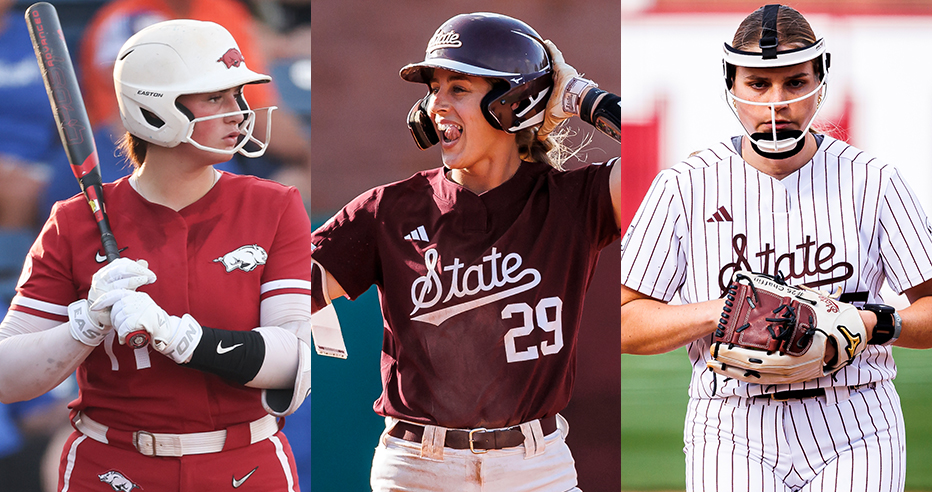 Talons College Draftees from left to right: Arkansas corner infielder Bri Ellis, Mississippi State outfielder Sierra Sacco, and Mississippi State pitcher Raelin Chaffin