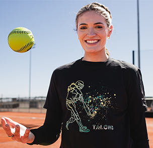 Montana Fouts in a black Talons batter tee