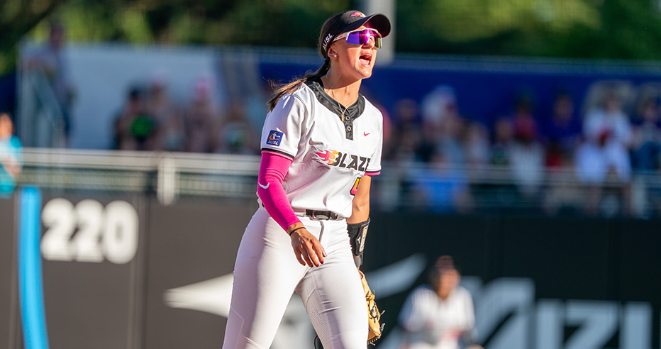 Ana Gold celebrates on field