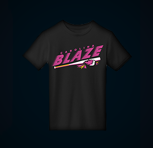 Black kids tee with pink Carolina Blaze logo