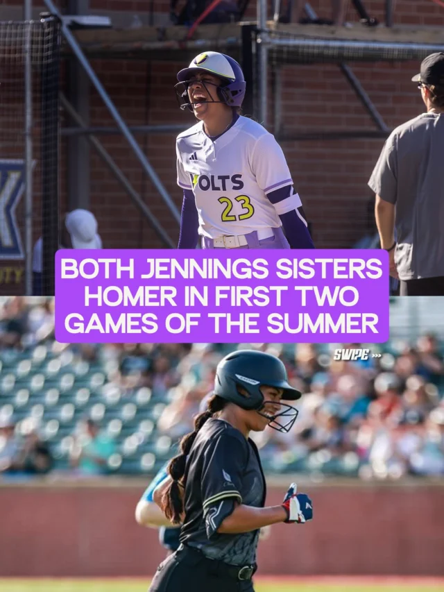 2 sisters, 2 games, 2 home runs each ð¤¯

both @_tiarejennings & @tele.jennings homered to start their seasons this week