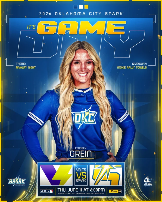 for the series â¡ï¸

ð Texas Volts 
â¡ï¸Shock Showdown presented by @warren_cat 
ð Oklahoma Christian University
â° 6 p.m. CT
ðº MLB.tv
ðï¸ theausl.com/spark
âð¼ Post-Game Autographs with @sydsyd2, @rubymeylan, @casscurd, @johnson_maya