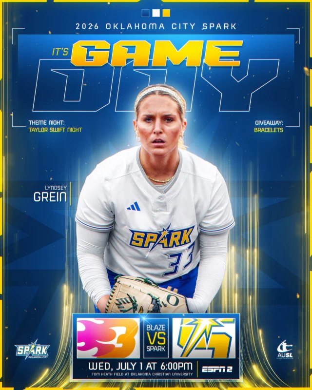 wake up, it's the first of the month! â¡ï¸

ð Carolina Blaze
ð Oklahoma Christian University
â° 6 p.m. CT
ðº ESPN2
ðï¸ theausl.com/spark
ðââï¸ Postgame Run The Bases
âð¼ Postgame Autographs with @sydsyd2 @maddie_penta @alanavawter @johnson_maya