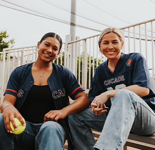 Sydney Stewart and Sis Bates in Portland Cascade merch