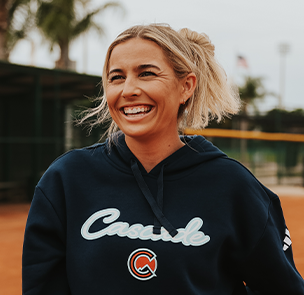 Sis Bates smiles in a Portland Cascade sweatshirt